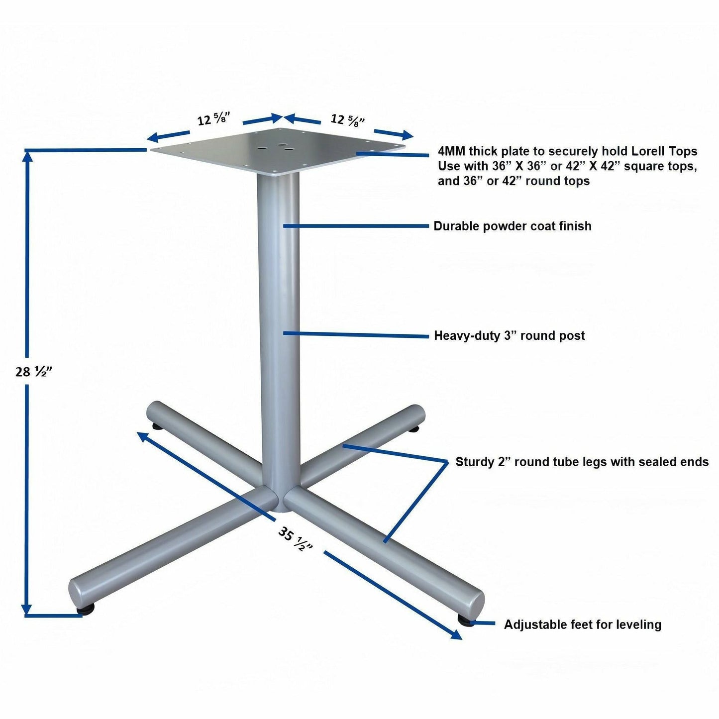 Lorell Hospitality/Conference X - Base 35.50"W x 35.50"D x 28.50"H (LLR - LLR6164X) - SchoolOutlet