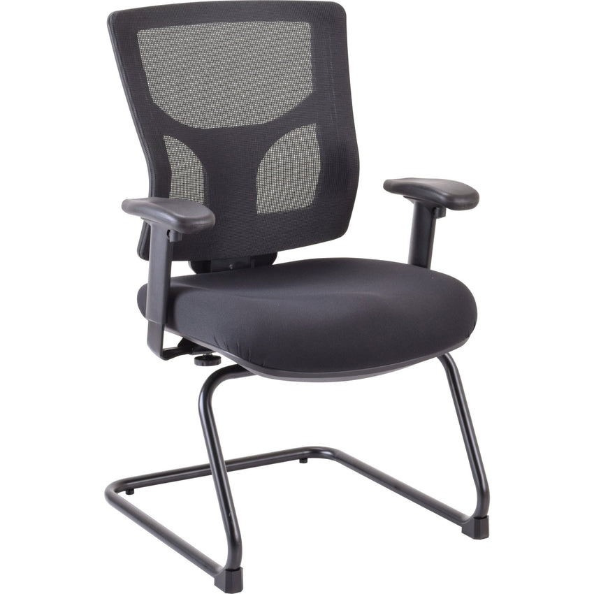Lorell Conjure Mid - Back Mesh Sled Base Guest Chair with Adjustable Arms (LLR - LLR62009X) - SchoolOutlet