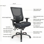 Lorell Big & Tall Mesh High - Back Executive Chair with Adjustable Lumbar and Seat Slider (LLR - LLR62010) - SchoolOutlet