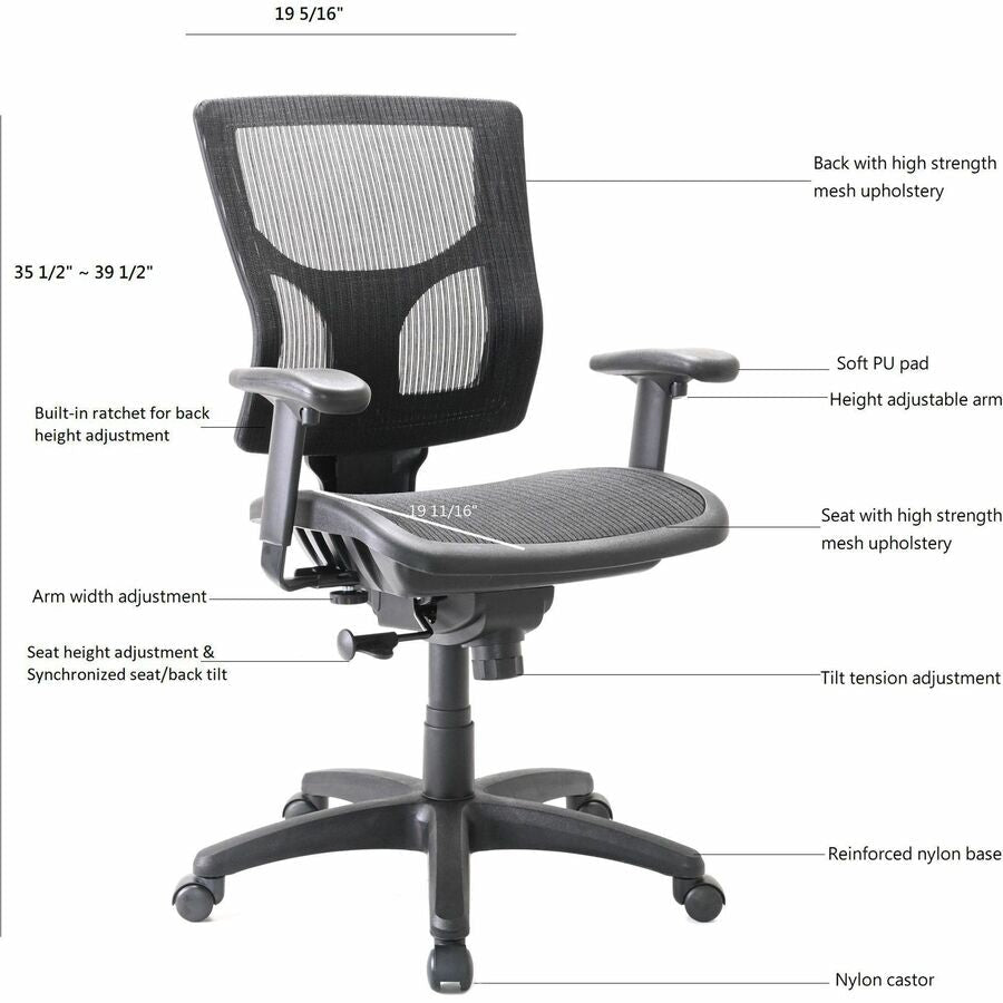 Lorell Conjure Mesh Task Chair with Ratchet Back and Adjustable Arms (LLR - LLR62014) - SchoolOutlet