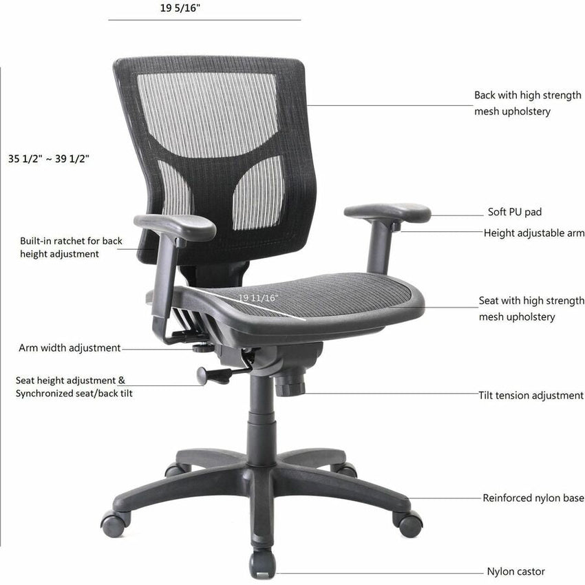 Lorell Conjure Mesh Task Chair with Ratchet Back and Adjustable Arms (LLR - LLR62014) - SchoolOutlet