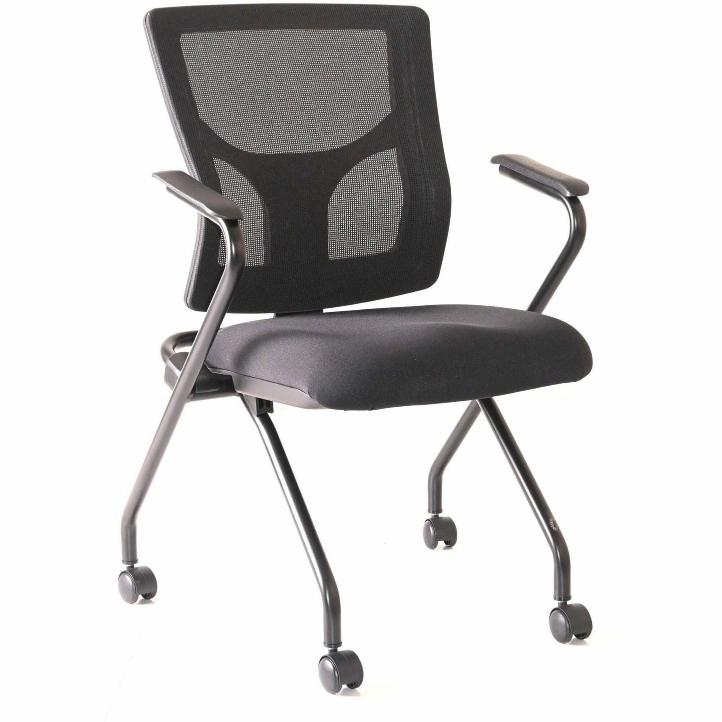 Lorell Conjure Mesh Training Chair with Folding Seat Arms and Casters - Set of 2 (LLR - LLR62019X) - SchoolOutlet