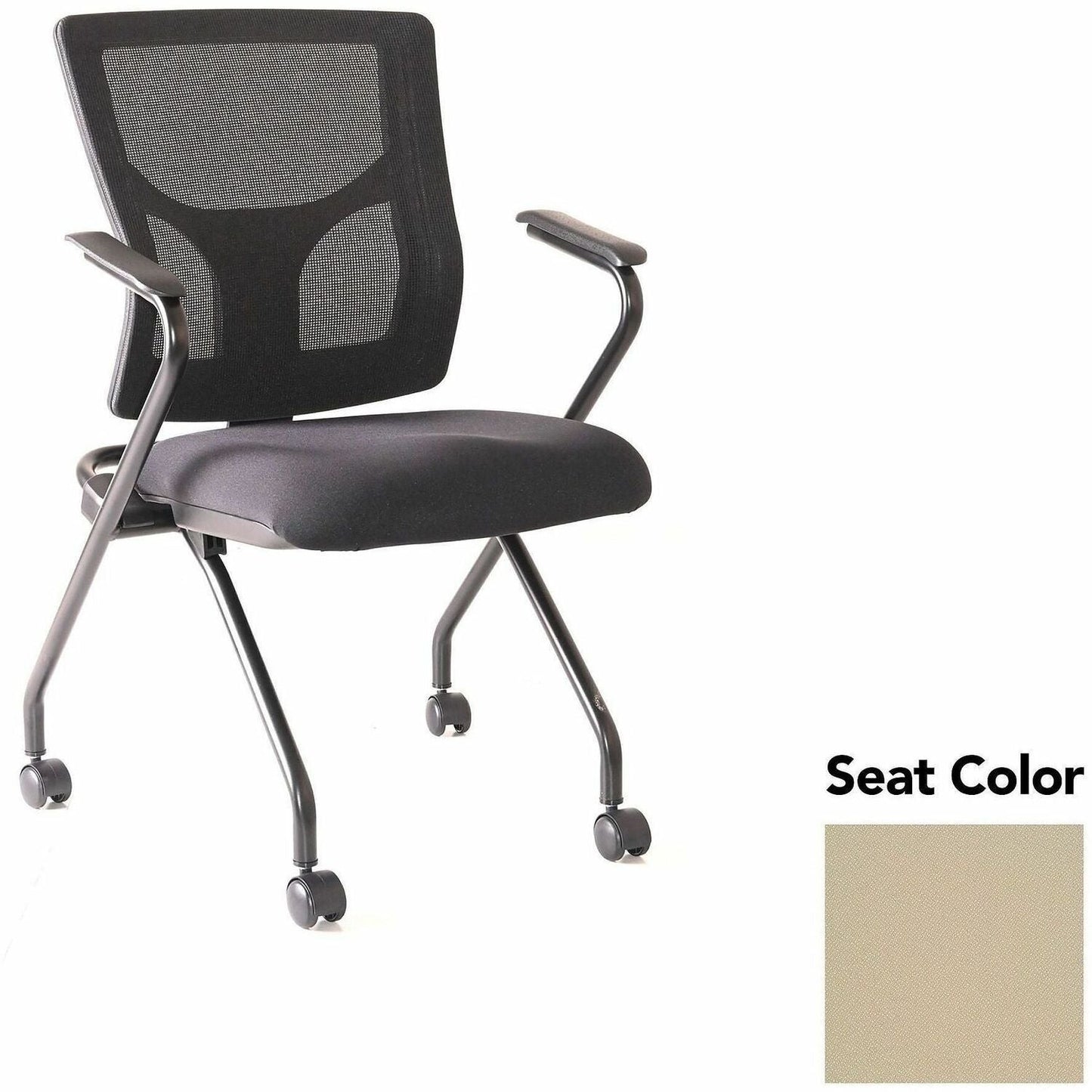 Lorell Conjure Mesh Training Chair with Folding Seat Arms and Casters - Set of 2 (LLR - LLR62019X) - SchoolOutlet