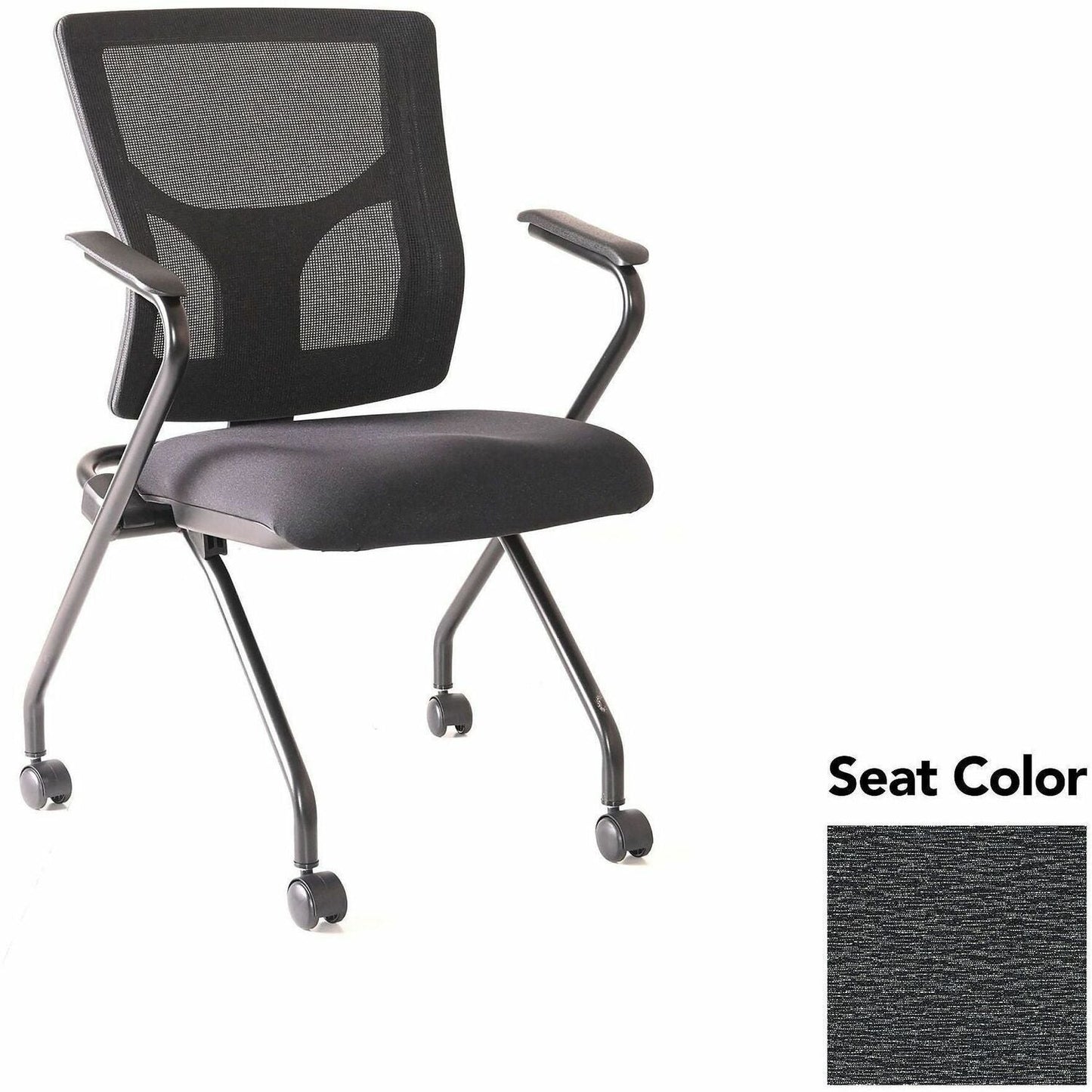 Lorell Conjure Mesh Training Chair with Folding Seat Arms and Casters - Set of 2 (LLR - LLR62019X) - SchoolOutlet