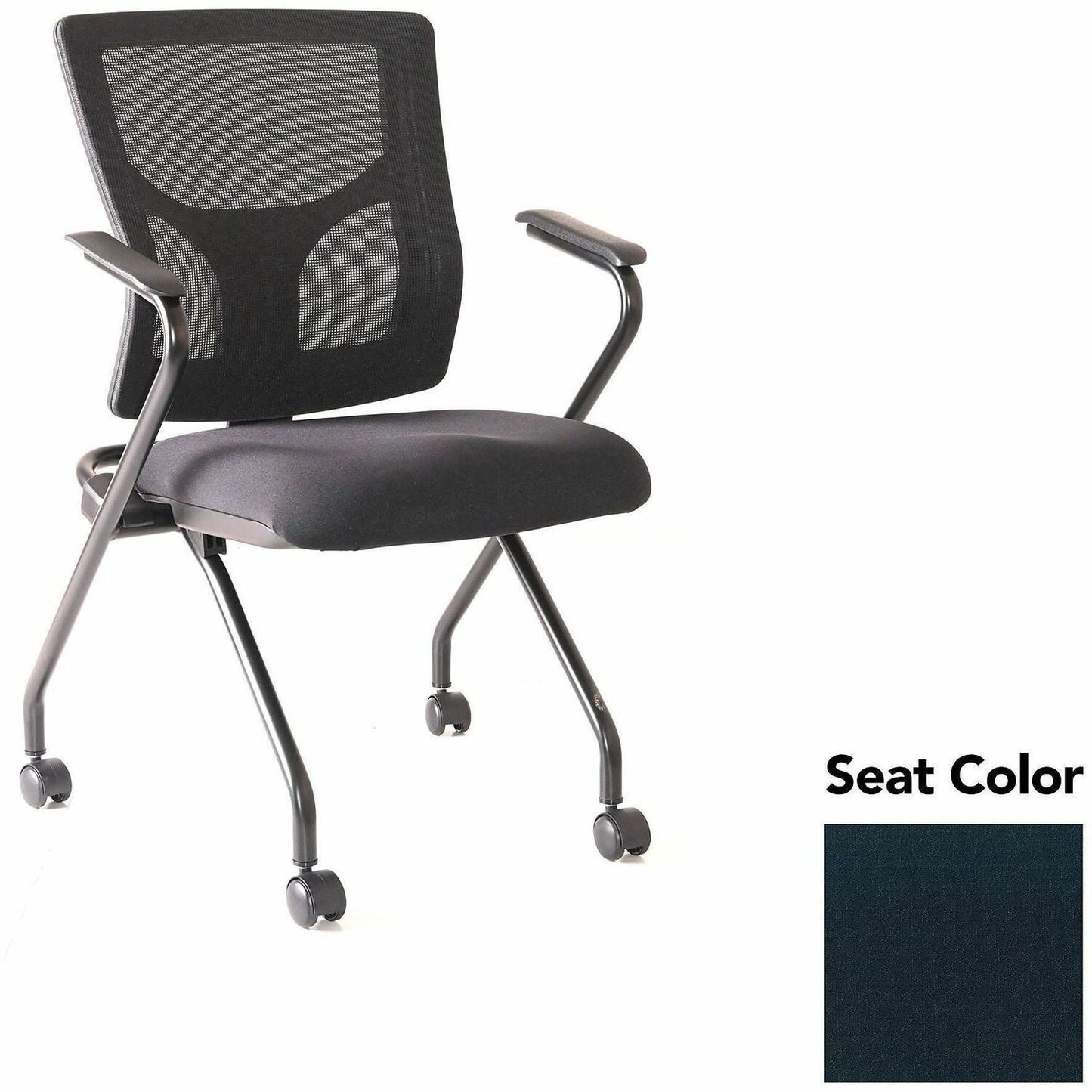 Lorell Conjure Mesh Training Chair with Folding Seat Arms and Casters - Set of 2 (LLR - LLR62019X) - SchoolOutlet