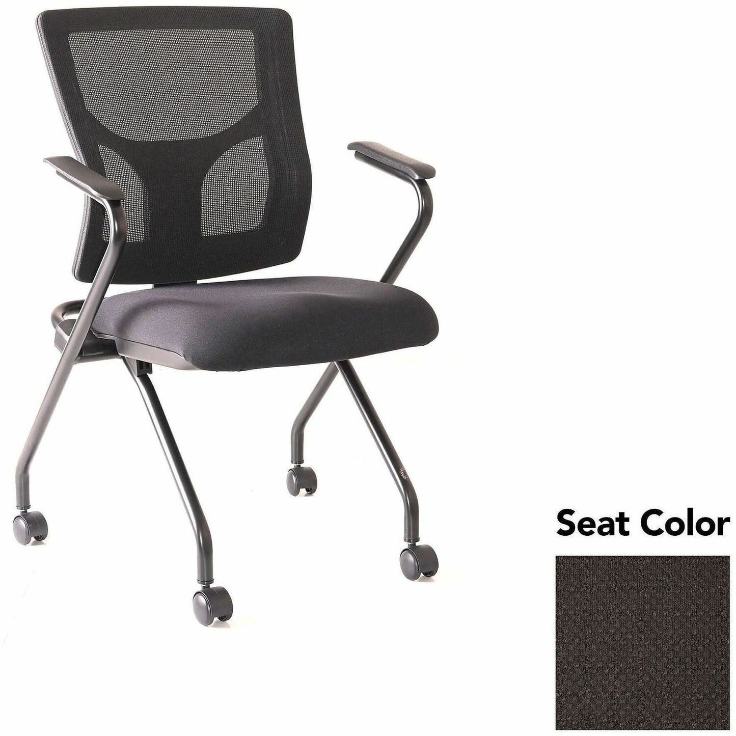 Lorell Conjure Mesh Training Chair with Folding Seat Arms and Casters - Set of 2 (LLR - LLR62019X) - SchoolOutlet