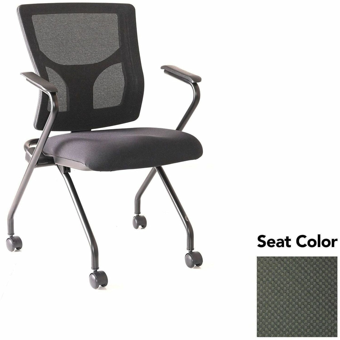 Lorell Conjure Mesh Training Chair with Folding Seat Arms and Casters - Set of 2 (LLR - LLR62019X) - SchoolOutlet
