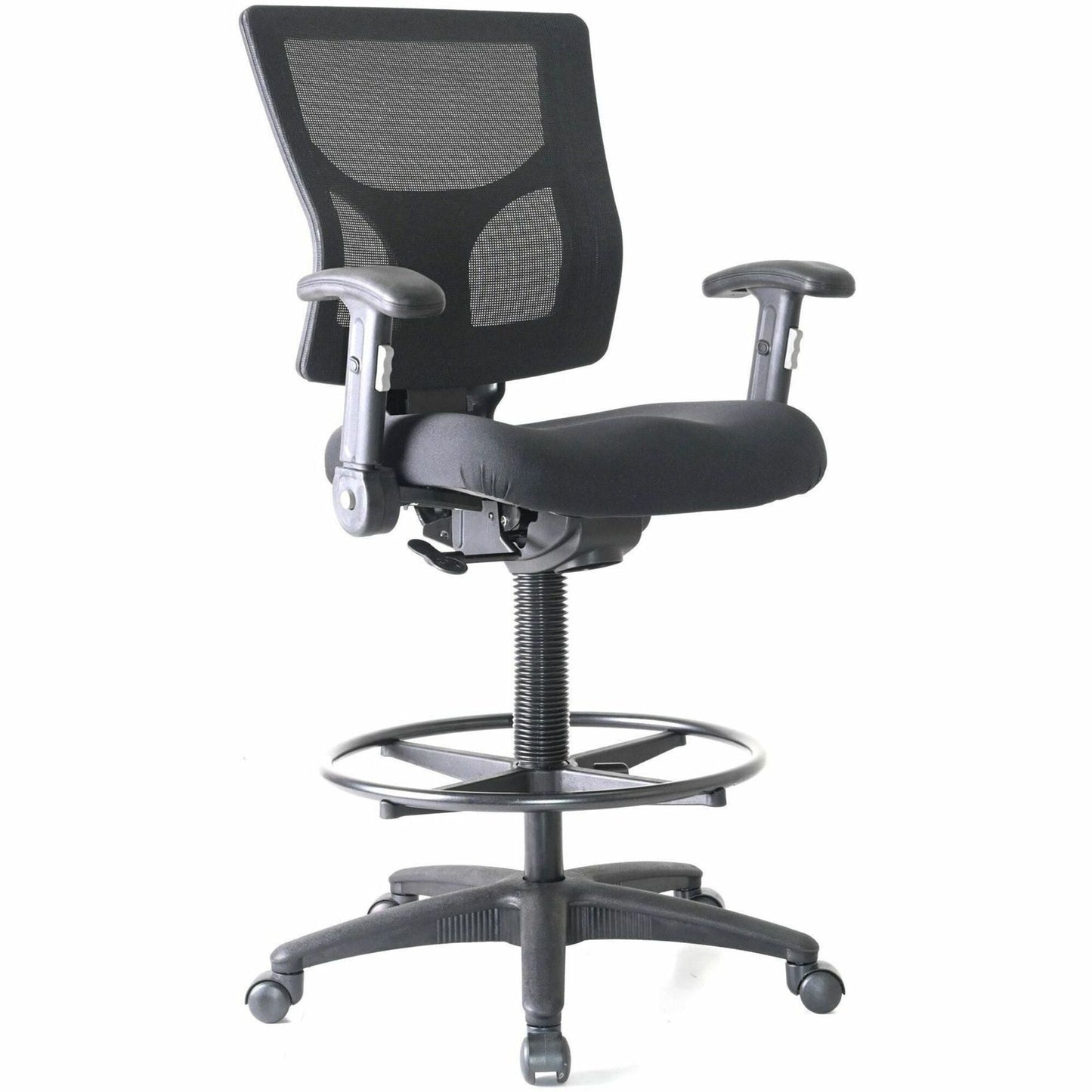 Lorell Conjure Office Stool with Mesh Back, Foldaway Arms and Footrest (LLR - LLR62021) - SchoolOutlet