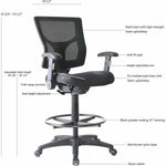 Lorell Conjure Office Stool with Mesh Back, Foldaway Arms and Footrest (LLR - LLR62021) - SchoolOutlet