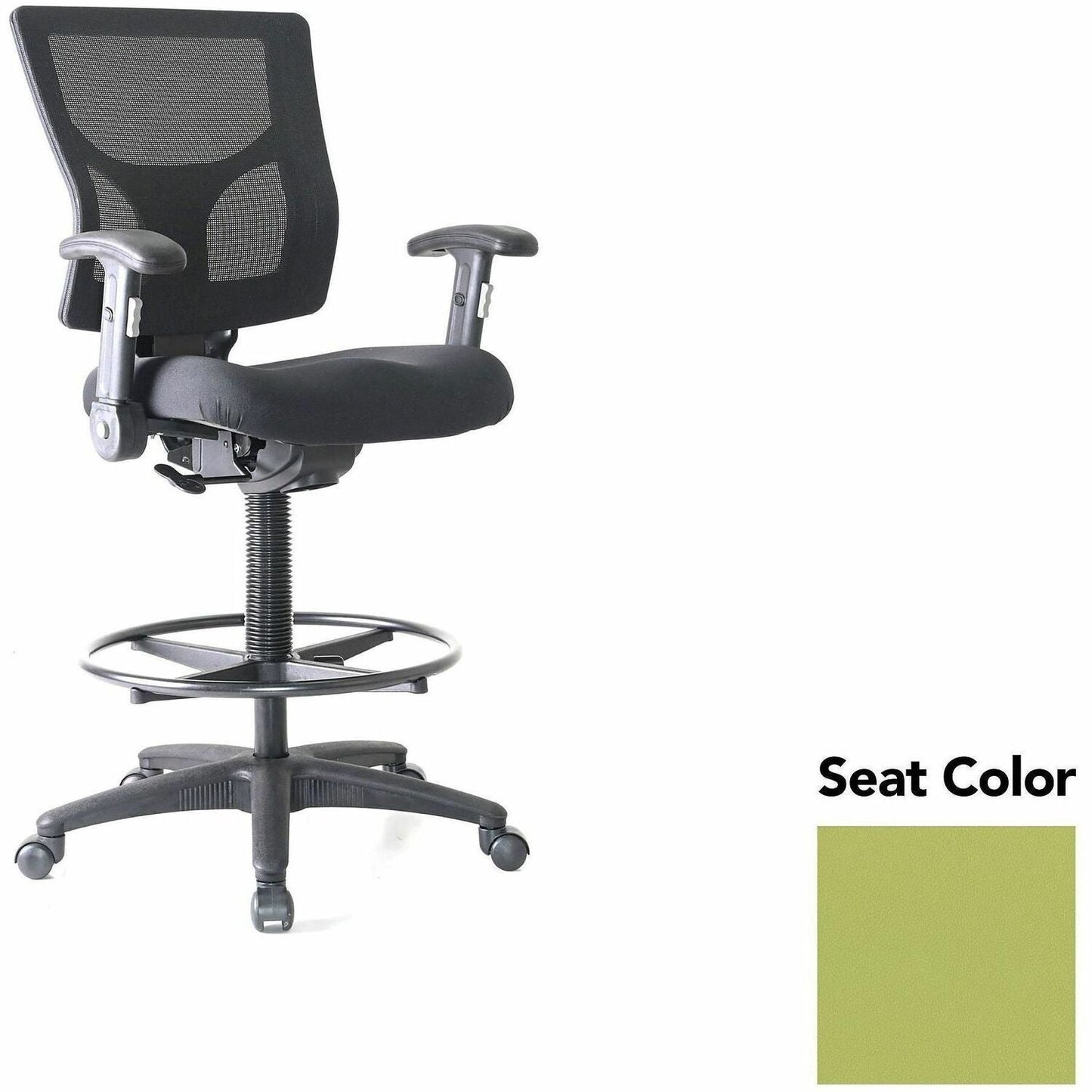Lorell Conjure Office Stool with Mesh Back, Foldaway Adjustable Arms and Foot Ring (LLR - LLR620210XX) - SchoolOutlet