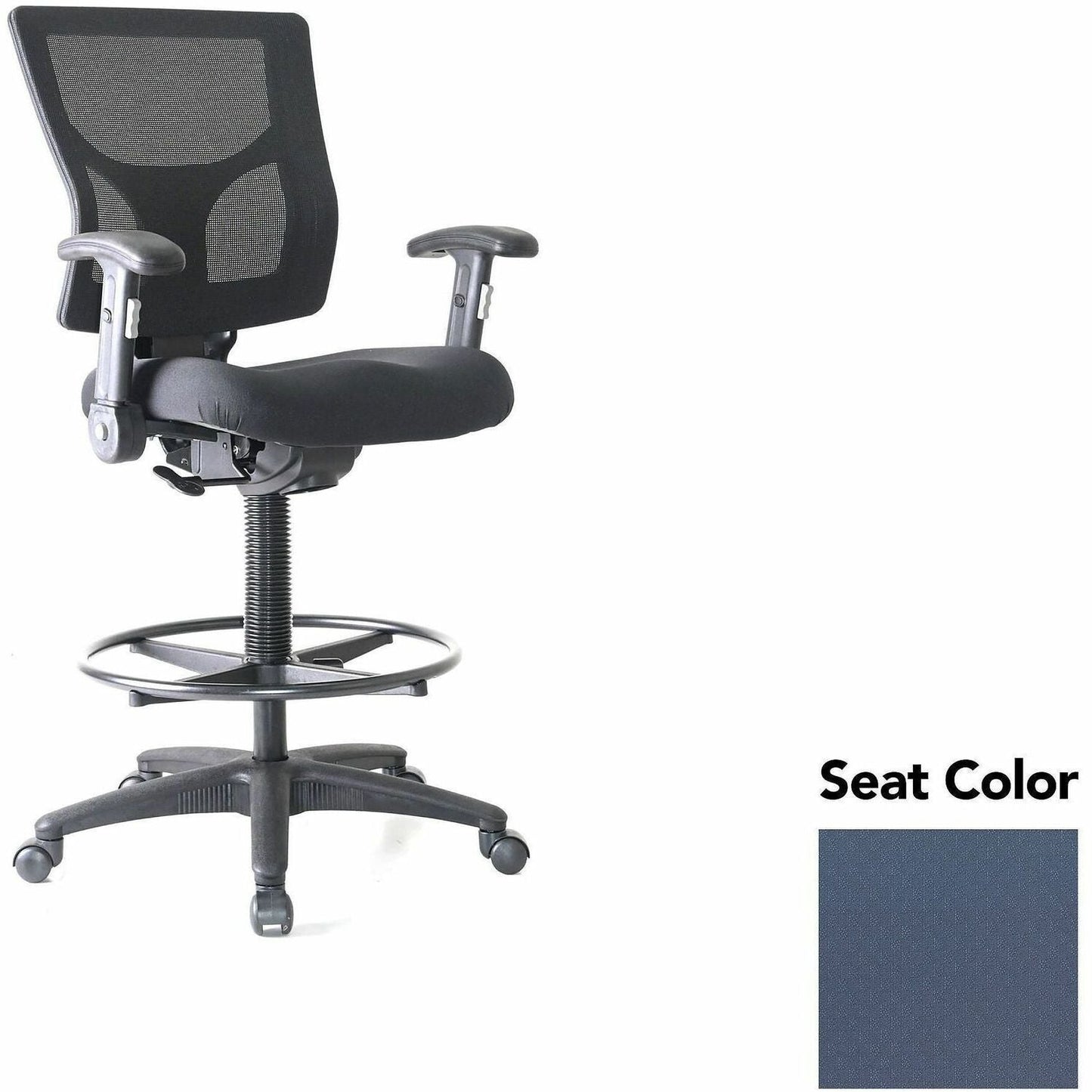 Lorell Conjure Office Stool with Mesh Back, Foldaway Adjustable Arms and Foot Ring (LLR - LLR620210XX) - SchoolOutlet