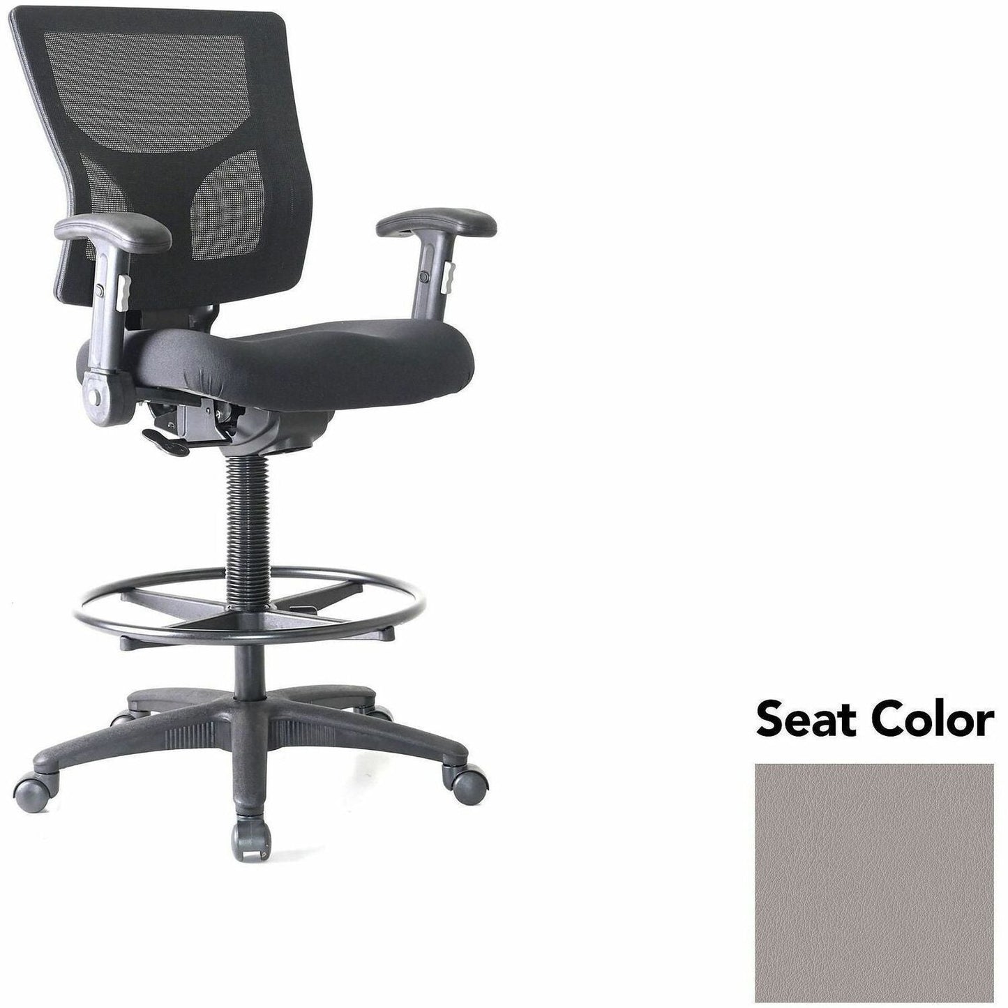 Lorell Conjure Office Stool with Mesh Back, Foldaway Adjustable Arms and Foot Ring (LLR - LLR620210XX) - SchoolOutlet