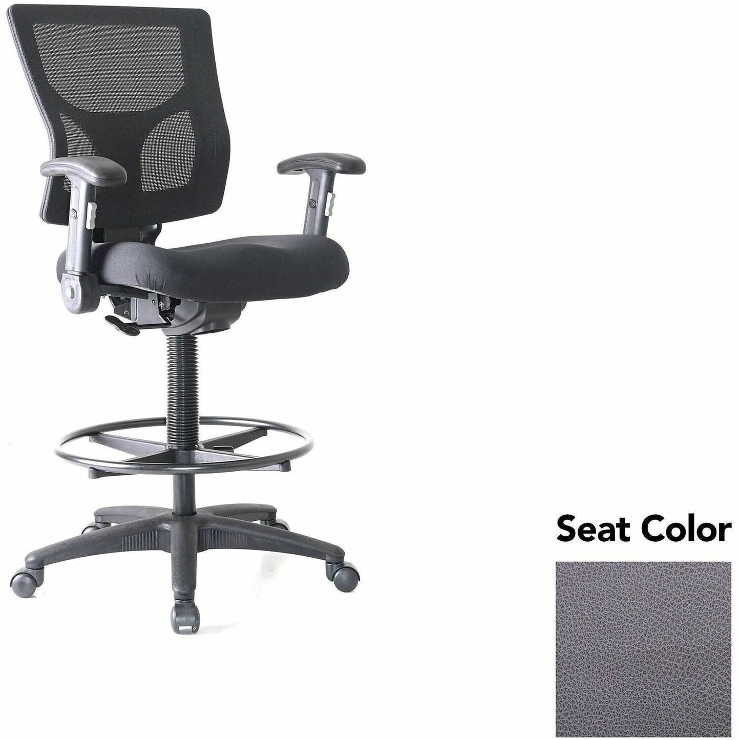 Lorell Conjure Office Stool with Mesh Back, Foldaway Adjustable Arms and Foot Ring (LLR - LLR620210XX) - SchoolOutlet