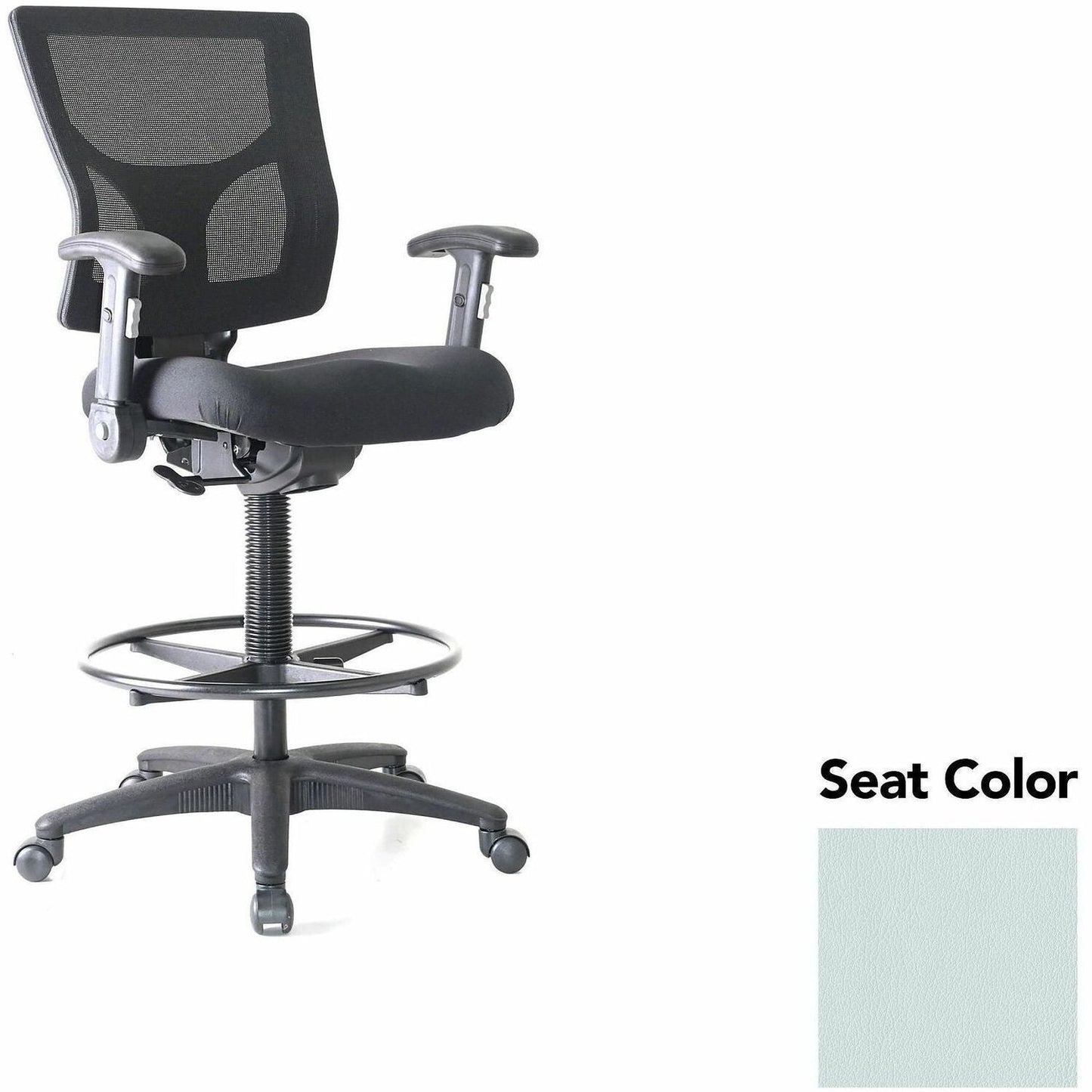 Lorell Conjure Office Stool with Mesh Back, Foldaway Adjustable Arms and Foot Ring (LLR - LLR620210XX) - SchoolOutlet