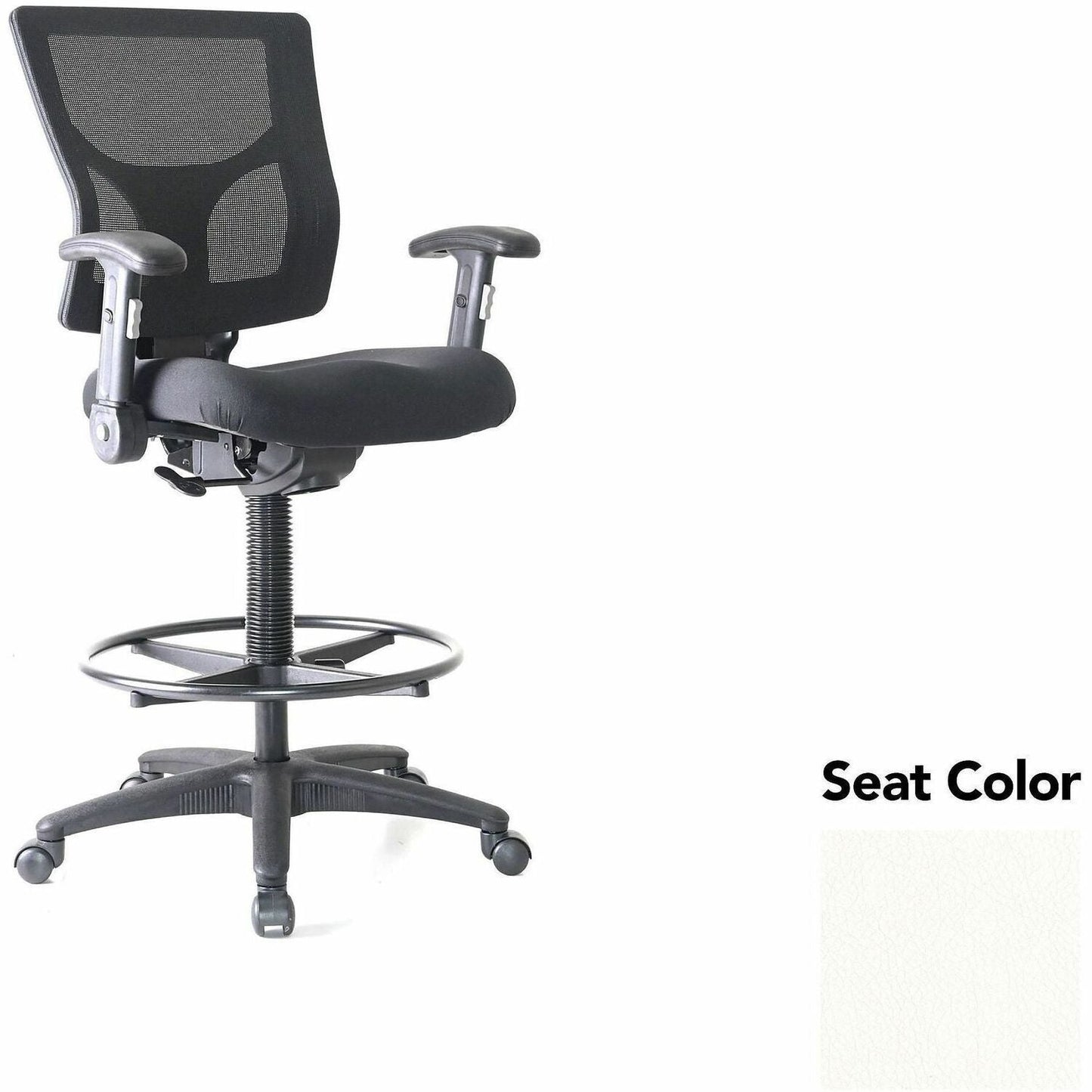 Lorell Conjure Office Stool with Mesh Back, Foldaway Adjustable Arms and Foot Ring (LLR - LLR620210XX) - SchoolOutlet