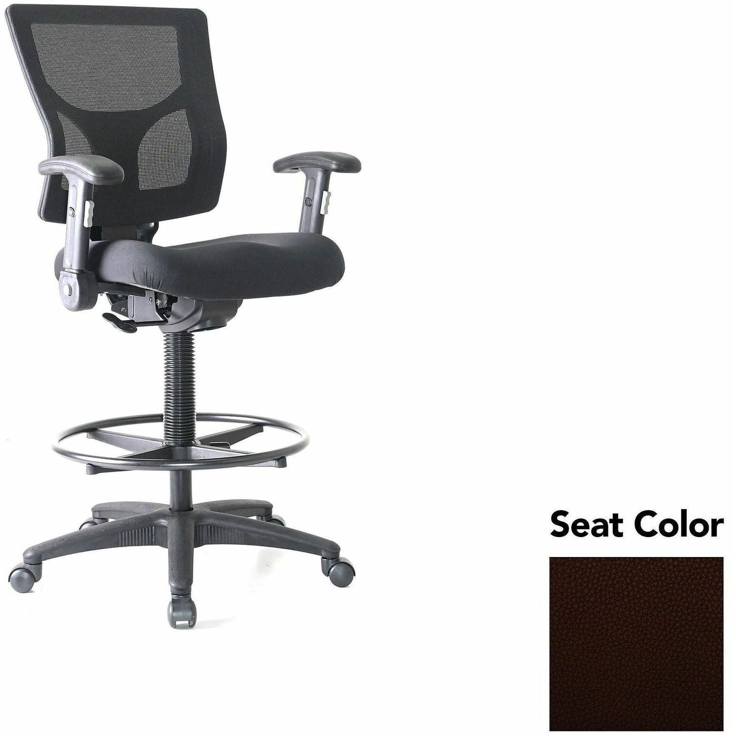 Lorell Conjure Office Stool with Mesh Back, Foldaway Adjustable Arms and Foot Ring (LLR - LLR620210XX) - SchoolOutlet