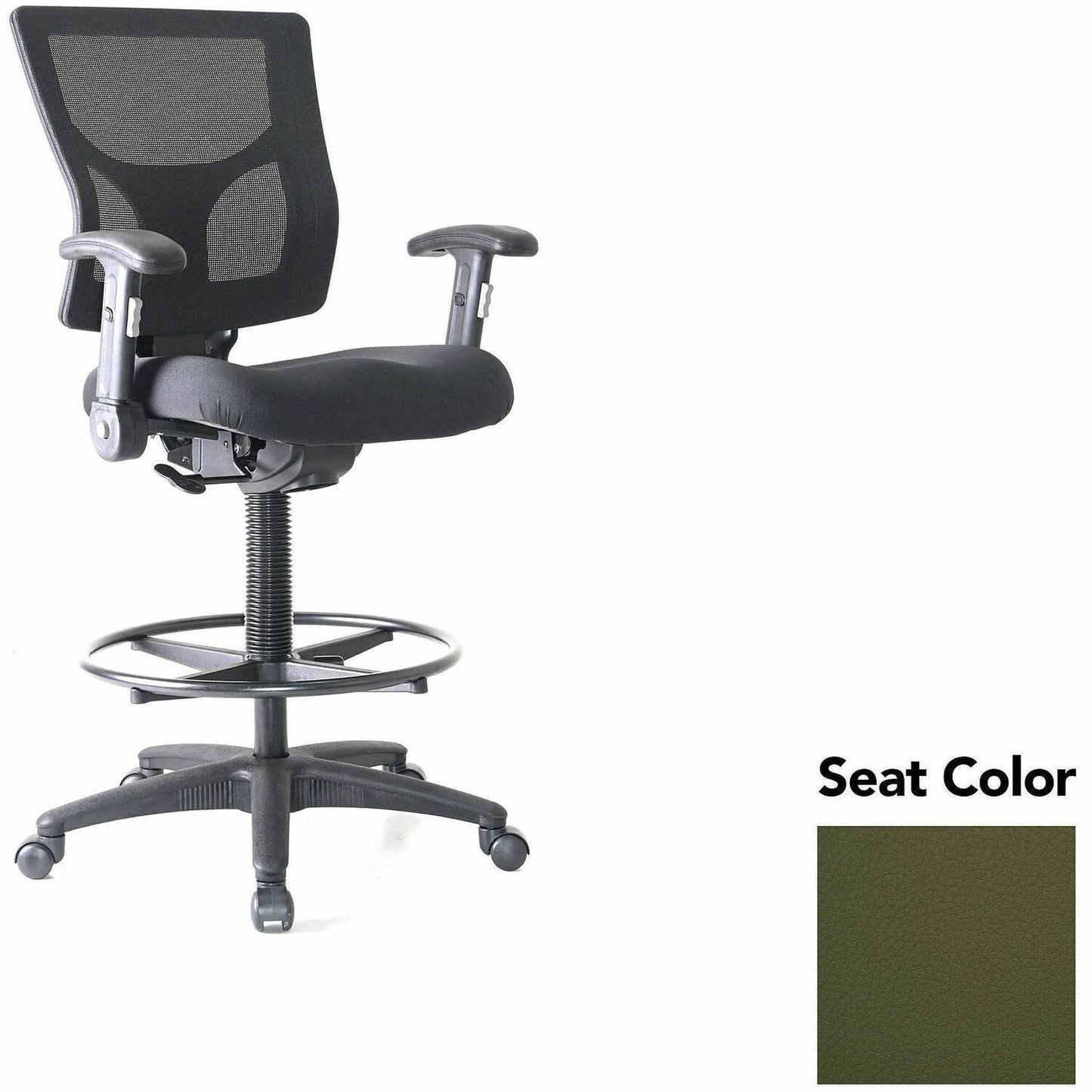 Lorell Conjure Office Stool with Mesh Back, Foldaway Adjustable Arms and Foot Ring (LLR - LLR620210XX) - SchoolOutlet