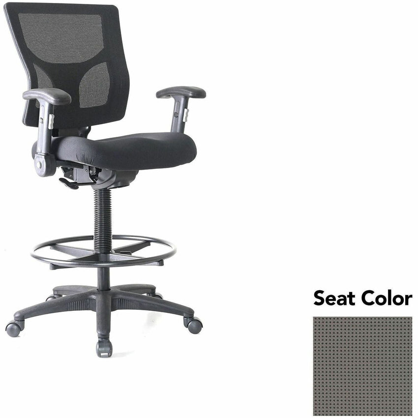 Lorell Conjure Office Stool with Mesh Back, Foldaway Adjustable Arms and Foot Ring (LLR - LLR620210XX) - SchoolOutlet