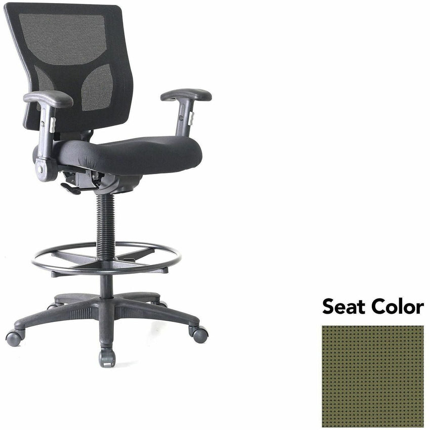 Lorell Conjure Office Stool with Mesh Back, Foldaway Adjustable Arms and Foot Ring (LLR - LLR620210XX) - SchoolOutlet