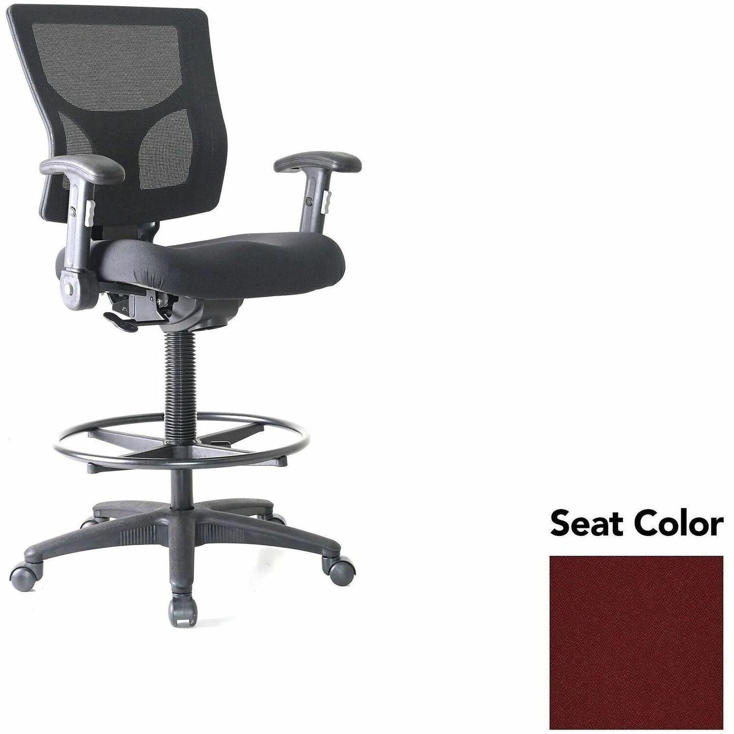 Lorell Conjure Office Stool with Mesh Back, Foldaway Adjustable Arms and Foot Ring (LLR - LLR620210XX) - SchoolOutlet