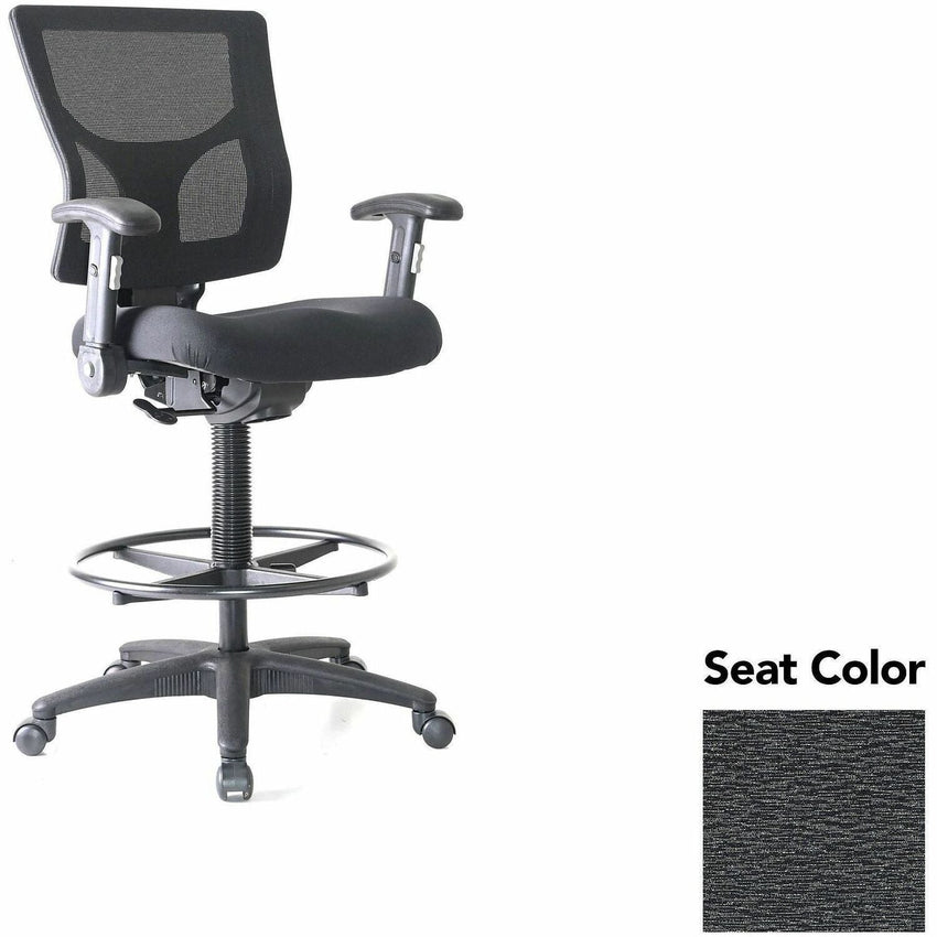 Lorell Conjure Office Stool with Mesh Back, Foldaway Adjustable Arms and Foot Ring (LLR - LLR620210XX) - SchoolOutlet