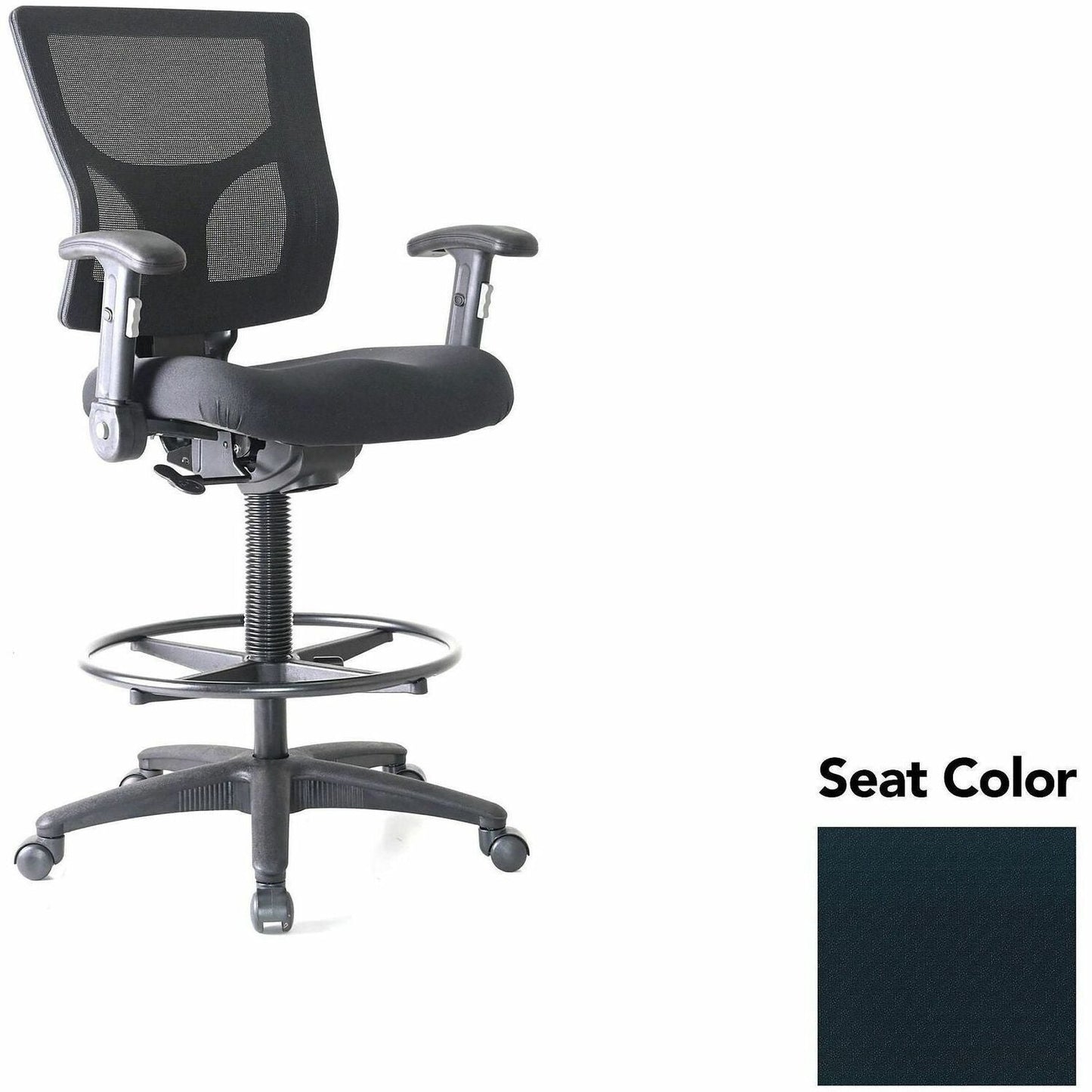 Lorell Conjure Office Stool with Mesh Back, Foldaway Adjustable Arms and Foot Ring (LLR - LLR620210XX) - SchoolOutlet