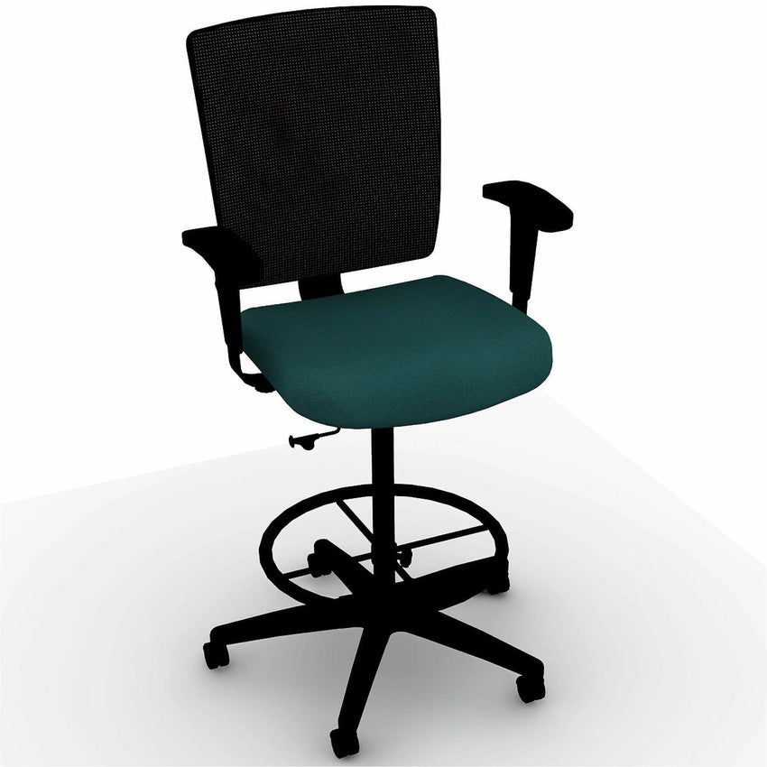 Lorell Conjure Office Stool with Mesh Back, Foldaway Adjustable Arms and Foot Ring (LLR - LLR620210XX) - SchoolOutlet
