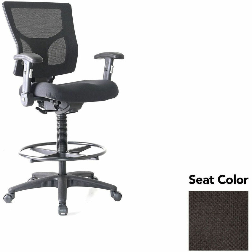 Lorell Conjure Office Stool with Mesh Back, Foldaway Adjustable Arms and Foot Ring (LLR - LLR620210XX) - SchoolOutlet