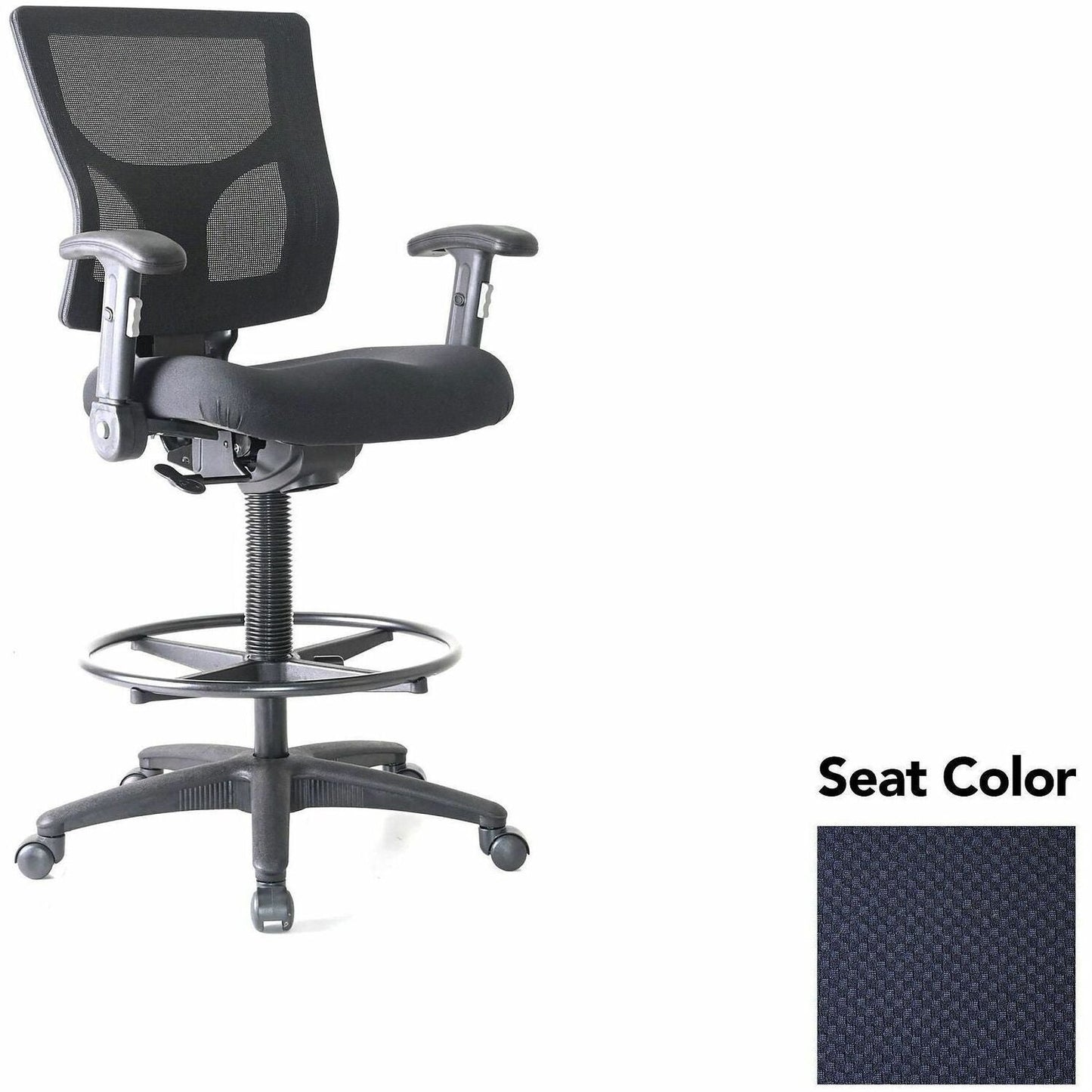 Lorell Conjure Office Stool with Mesh Back, Foldaway Adjustable Arms and Foot Ring (LLR - LLR620210XX) - SchoolOutlet