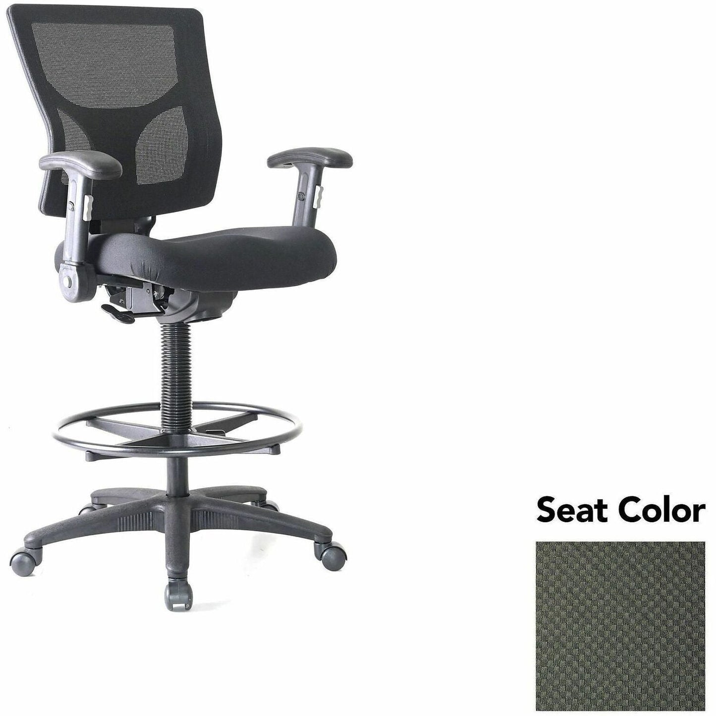 Lorell Conjure Office Stool with Mesh Back, Foldaway Adjustable Arms and Foot Ring (LLR - LLR620210XX) - SchoolOutlet