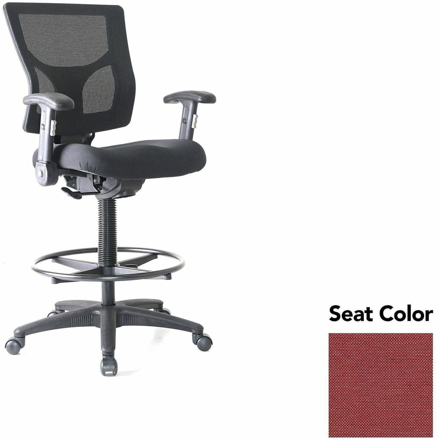 Lorell Conjure Office Stool with Mesh Back, Foldaway Adjustable Arms and Foot Ring (LLR - LLR620210XX) - SchoolOutlet