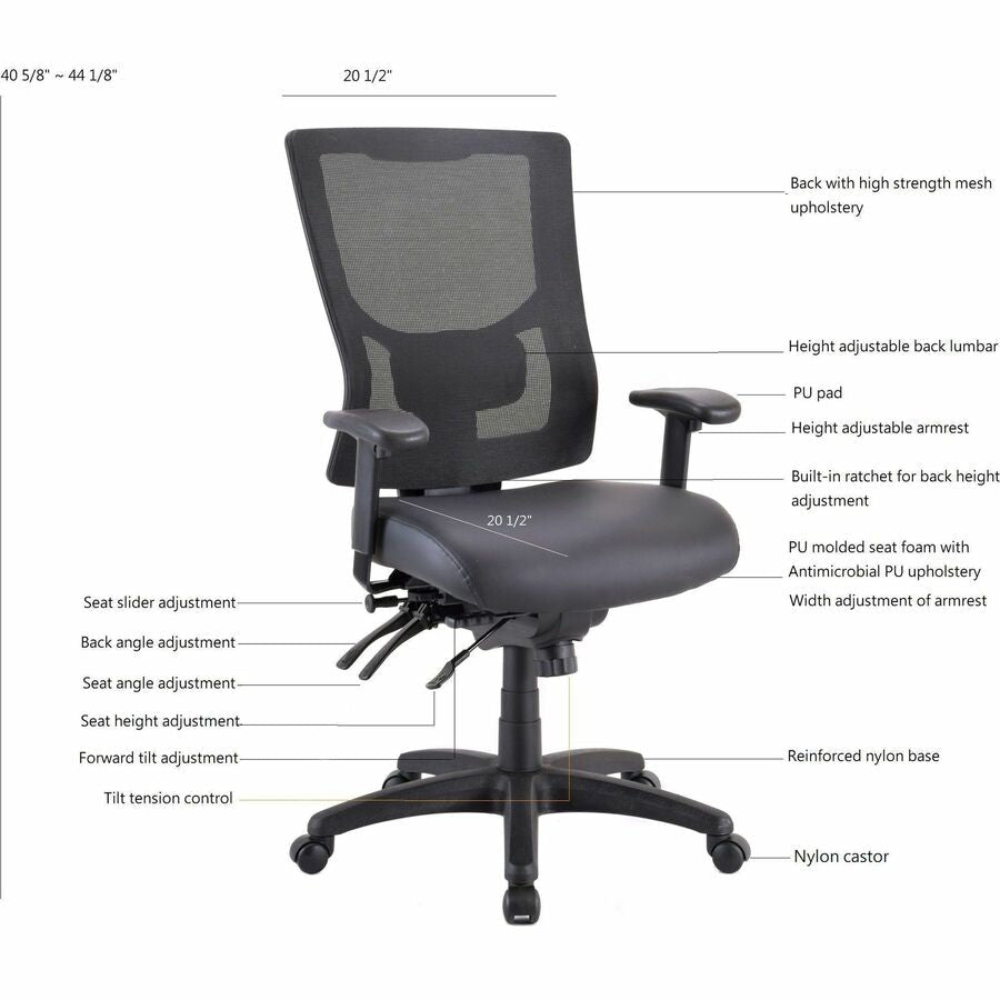 Lorell Conjure High - Back Office Chair with Antibacterial Vinyl Seat and Ratchet Back (LLR - LLR62040) - SchoolOutlet