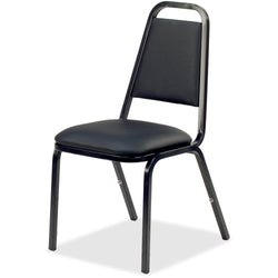 Lorell Upholstered Stacking Chairs - Black Vinyl Seat, Steel Frame, Set of 4 17.70 "H (62512)