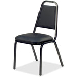 Lorell Upholstered Stacking Chairs - Black Vinyl Seat, Steel Frame, Set of 4 17.70 