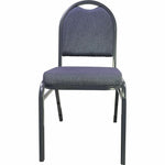 Lorell Round - Back Upholstered Stacking Chair with Fabric Seat and Steel Frame Set of 4 18.70 