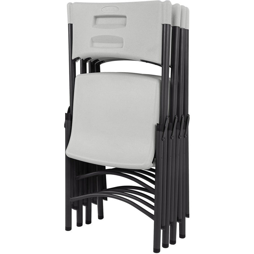 Lorell Pack of 4 Heavy - duty Blow - Molded Folding Chairs, Light Gray Color - Polyethylene Seat Material (LLR - LLR62515) - SchoolOutlet
