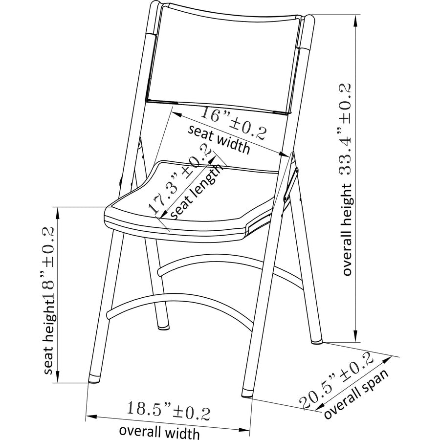 Lorell Pack of 4 Heavy - duty Blow - Molded Folding Chairs, Light Gray Color - Polyethylene Seat Material (LLR - LLR62515) - SchoolOutlet