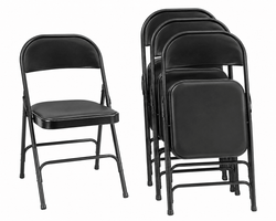 Lorell Padded Seat Folding Chairs with Steel Frame and Vinyl Upholstered Seat Set of 4 (LLR-LLR62526)