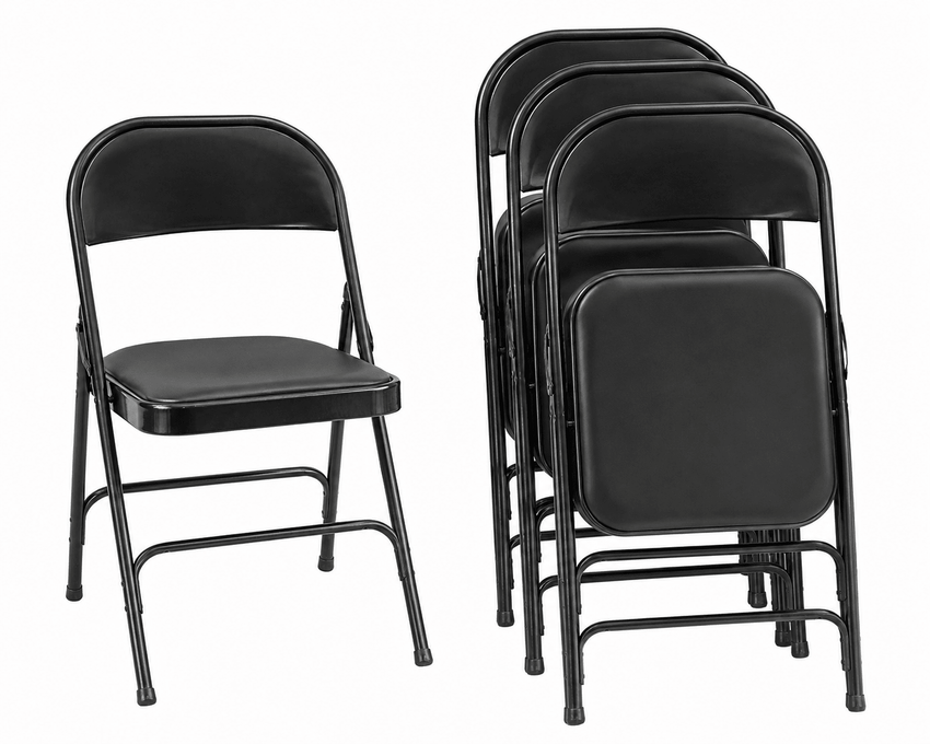 Lorell Padded Seat Folding Chairs with Steel Frame and Vinyl Upholstered Seat Set of 4 (LLR-LLR62526) - SchoolOutlet