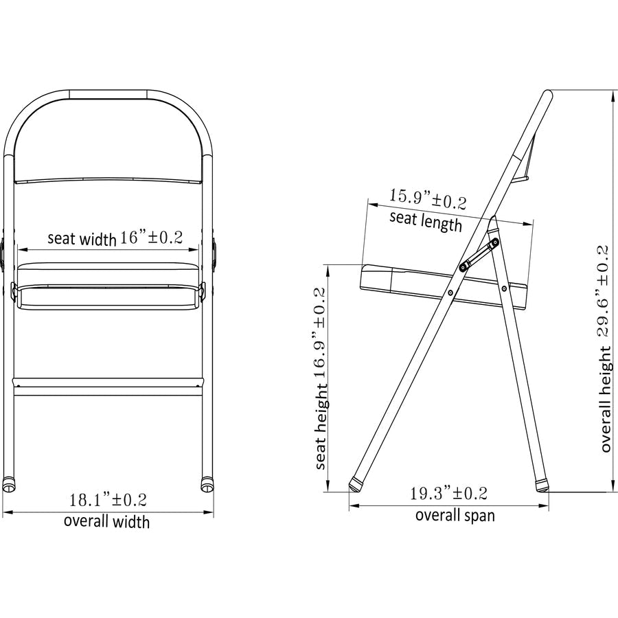 Lorell Folding Chairs with Powder - Coated Steel Frame Set of 4 (LLR - LLR62527) - SchoolOutlet