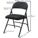 Lorell Padded Folding Chairs - Black Fabric - 4/Carton 18.10
