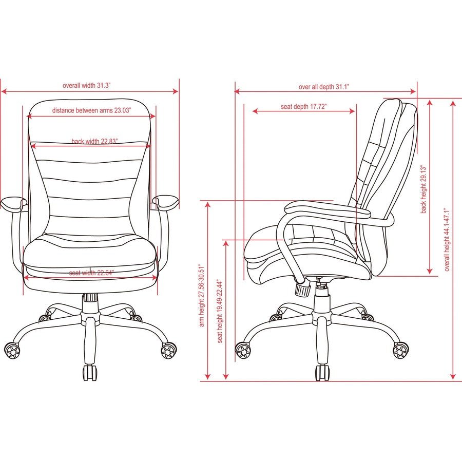 Lorell Big & Tall Double Cushion Executive High - Back Chair with Reinforced Frame and Plush Seating 19.7 - 22.4 "H (LLR - LLR62624) - SchoolOutlet