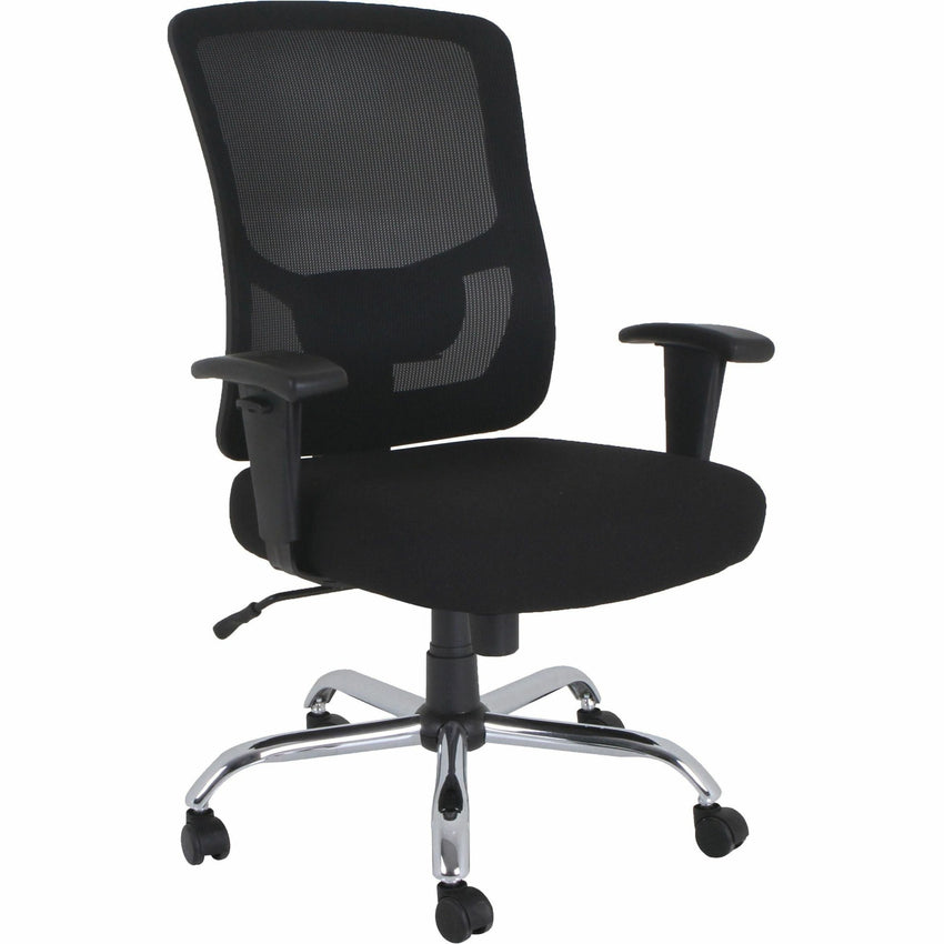 Lorell Big & Tall Mesh High - Back Task Chair Black Fabric Seat 400 lb Capacity 18.125" - 21.625 "H (LLR - LLR62625) - SchoolOutlet