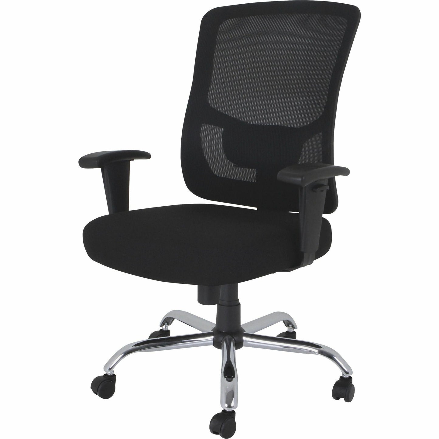 Lorell Big & Tall Mesh High - Back Task Chair Black Fabric Seat 400 lb Capacity 18.125" - 21.625 "H (LLR - LLR62625) - SchoolOutlet