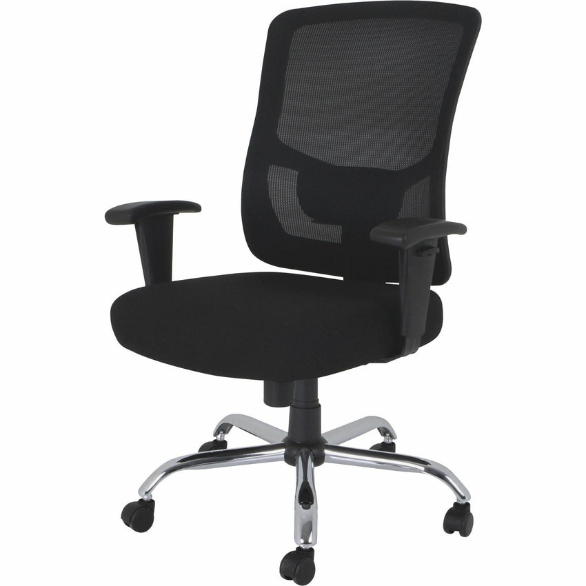 Lorell Big & Tall Mesh High - Back Task Chair Black Fabric Seat 400 lb Capacity 18.125" - 21.625 "H (LLR - LLR62625) - SchoolOutlet