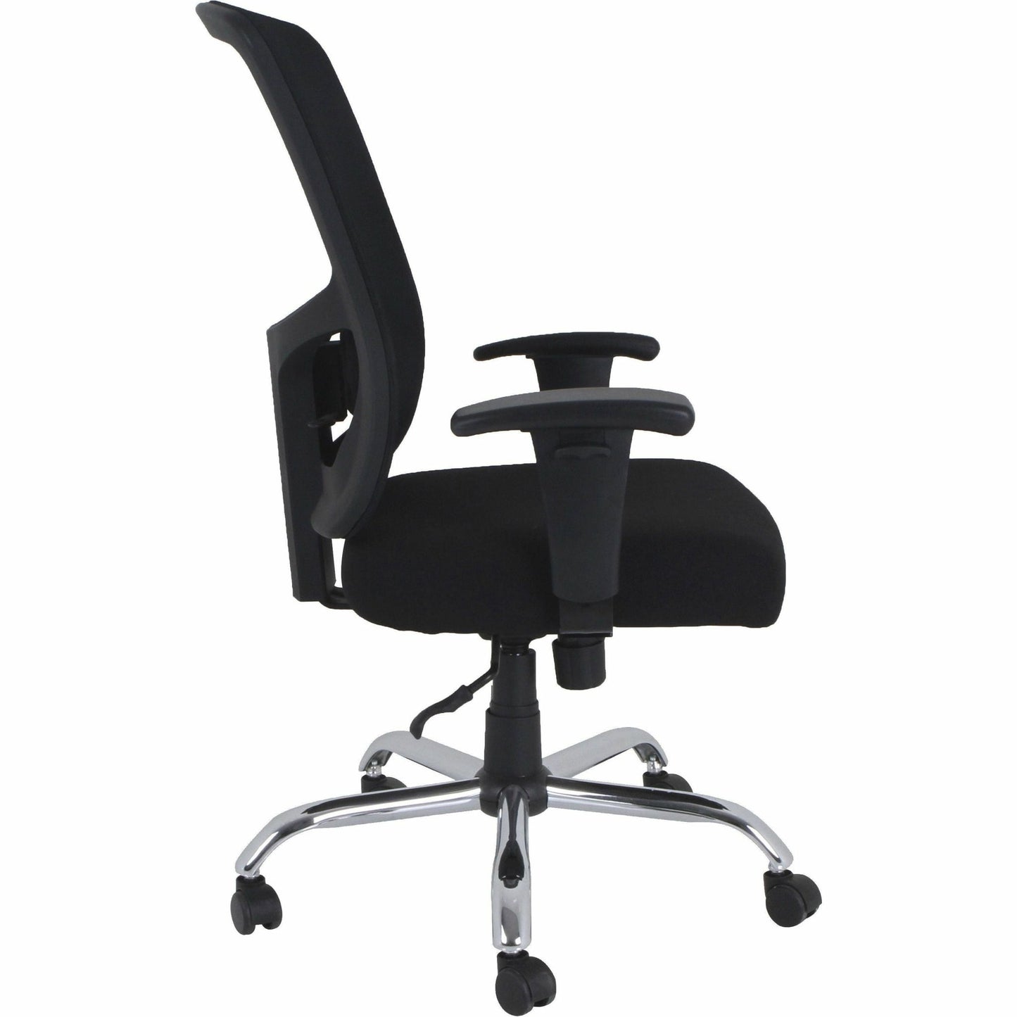 Lorell Big & Tall Mesh High - Back Task Chair Black Fabric Seat 400 lb Capacity 18.125" - 21.625 "H (LLR - LLR62625) - SchoolOutlet