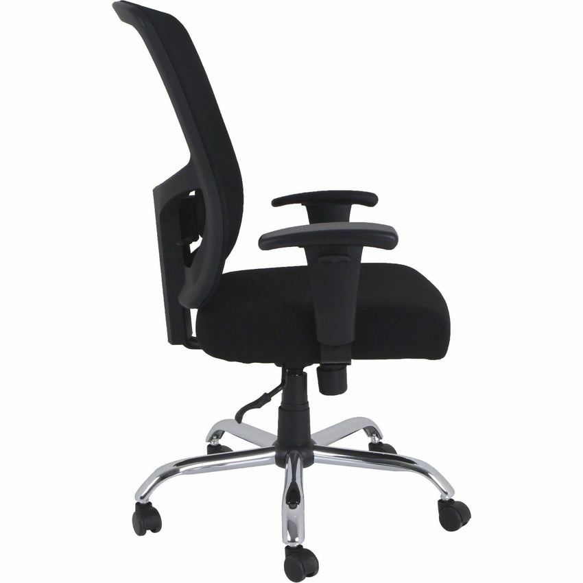 Lorell Big & Tall Mesh High - Back Task Chair Black Fabric Seat 400 lb Capacity 18.125" - 21.625 "H (LLR - LLR62625) - SchoolOutlet