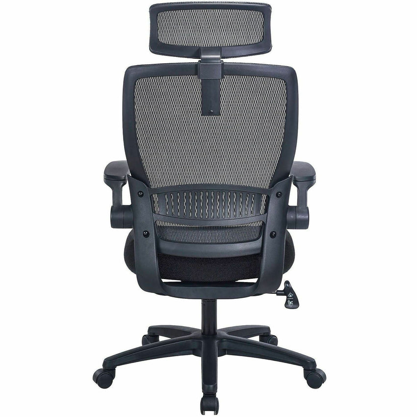 Lorell Lanser Mesh - Back Executive Chair with Flip - Up Arms and Headrest (LLR - LLR63210) - SchoolOutlet