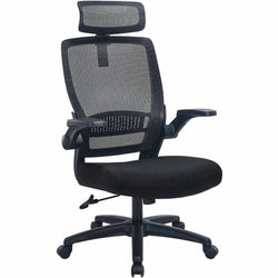Lorell Lanser Mesh-Back Executive Chair with Flip-Up Arms and Headrest (LLR-LLR63210)