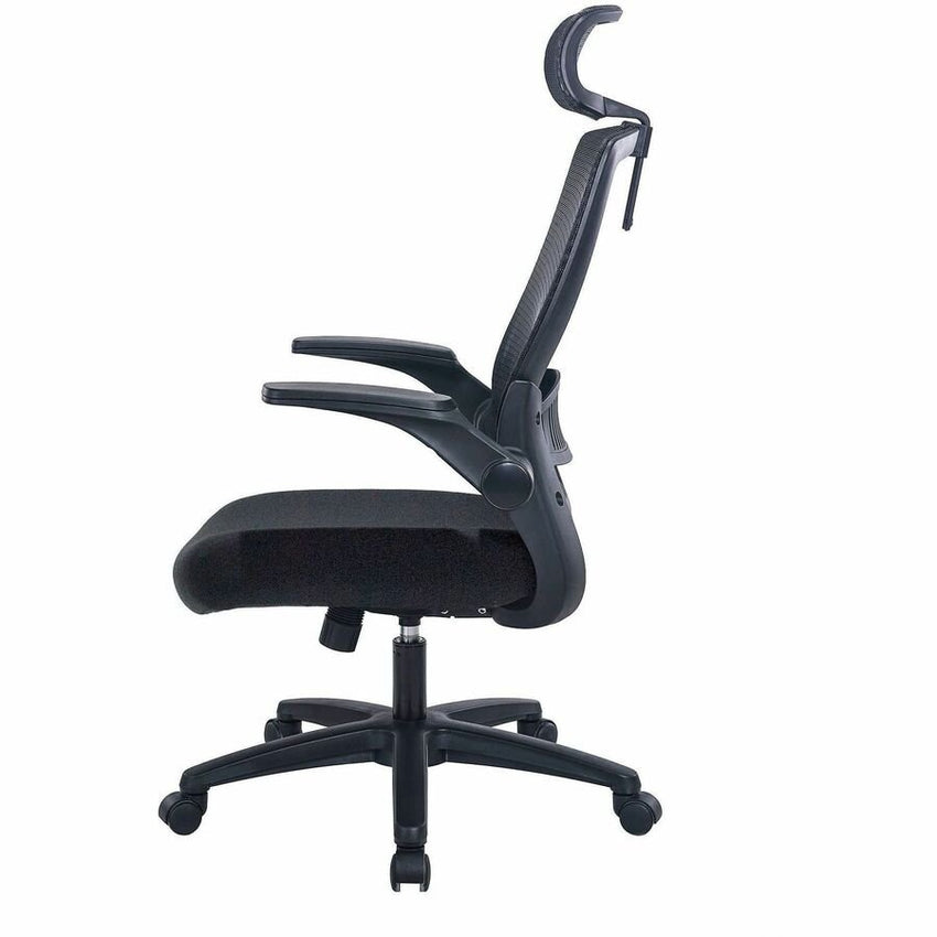 Lorell Lanser Mesh - Back Executive Chair with Flip - Up Arms and Headrest (LLR - LLR63210) - SchoolOutlet